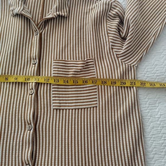 Free People Beach Better Days Button Down  Stripped Shirt Sz L - Picture 8 of 9